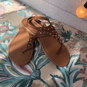 NWOT Little Girls Floral PU Leather Sandals